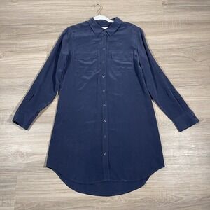 Equipment Femme	Women's Dress Button Up 100% Silk M Blue